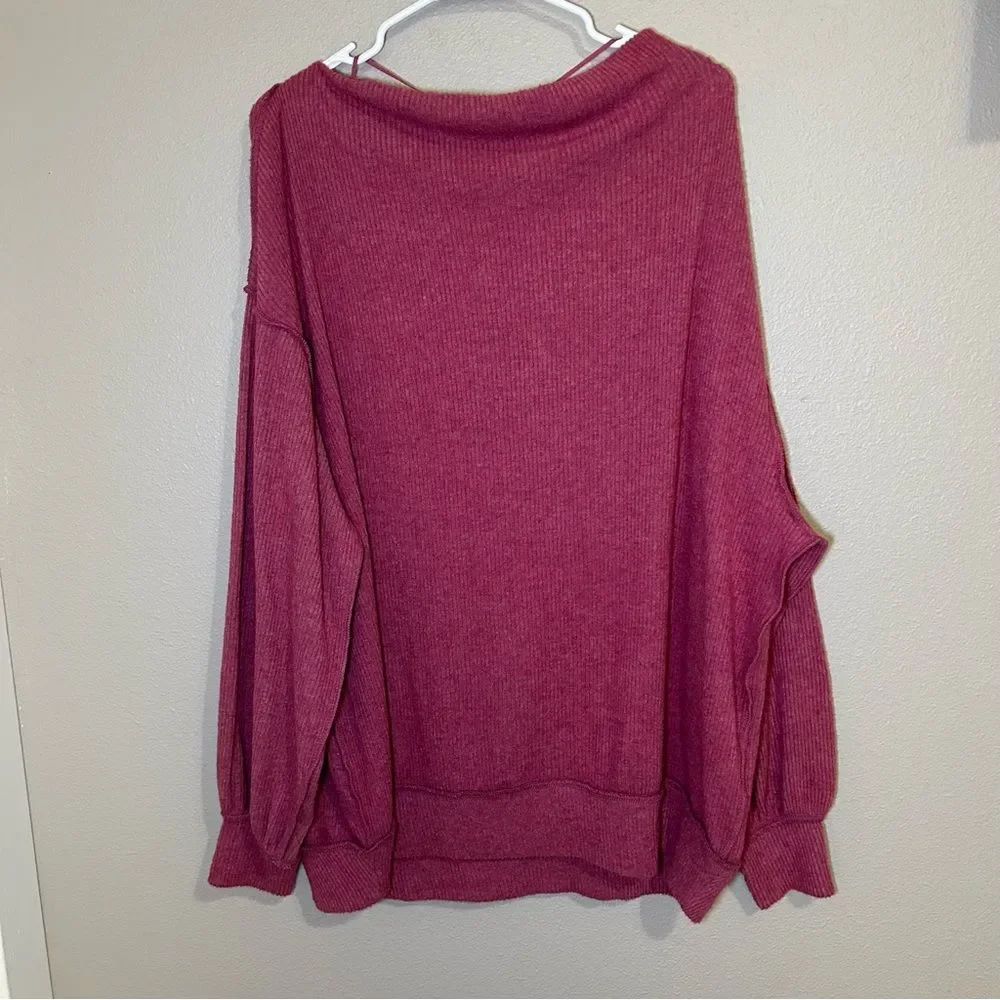 Free People Main Squeeze Hacci Oversized Long Sleeve Top Women’s Size Medium